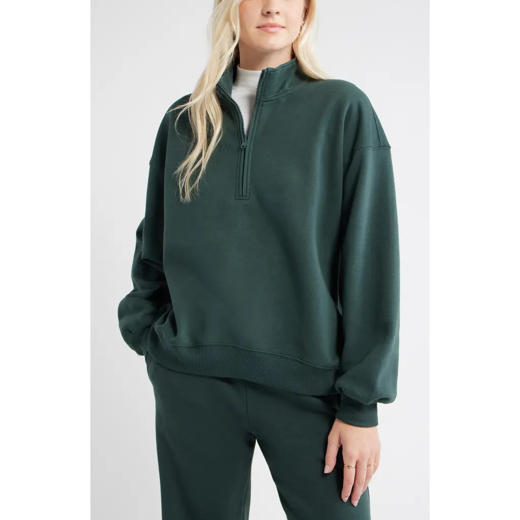 BP. Relaxed Quarter Zip Pullover in Green Gables at Nordstrom Rack, Size Large | Nordstrom Rack