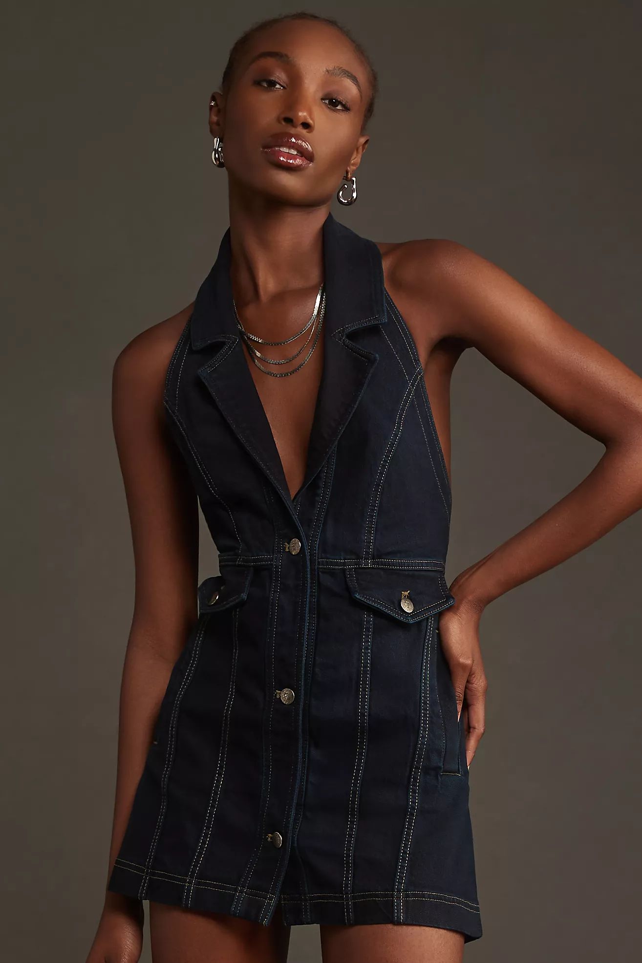 Pilcro Longline Halter Denim Vest | Anthropologie (US)