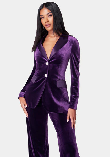 Satin Combo Tailored Velour Jacket | Bebe