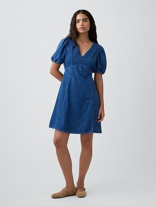 Denim Puff Sleeve Mini Dress | Gap Factory