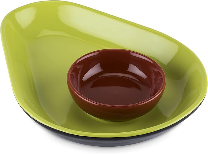 TrueZoo Avocado Chip & Dip Bowl, Guacamole Serving Tray, Appetizer Platter, Party Dish | Amazon (US)