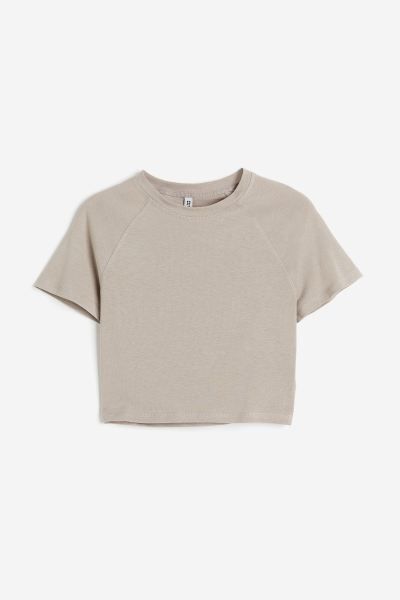 Cropped T-shirt - Beige - Ladies | H&M GB | H&M (UK, MY, IN, SG, PH, TW, HK)