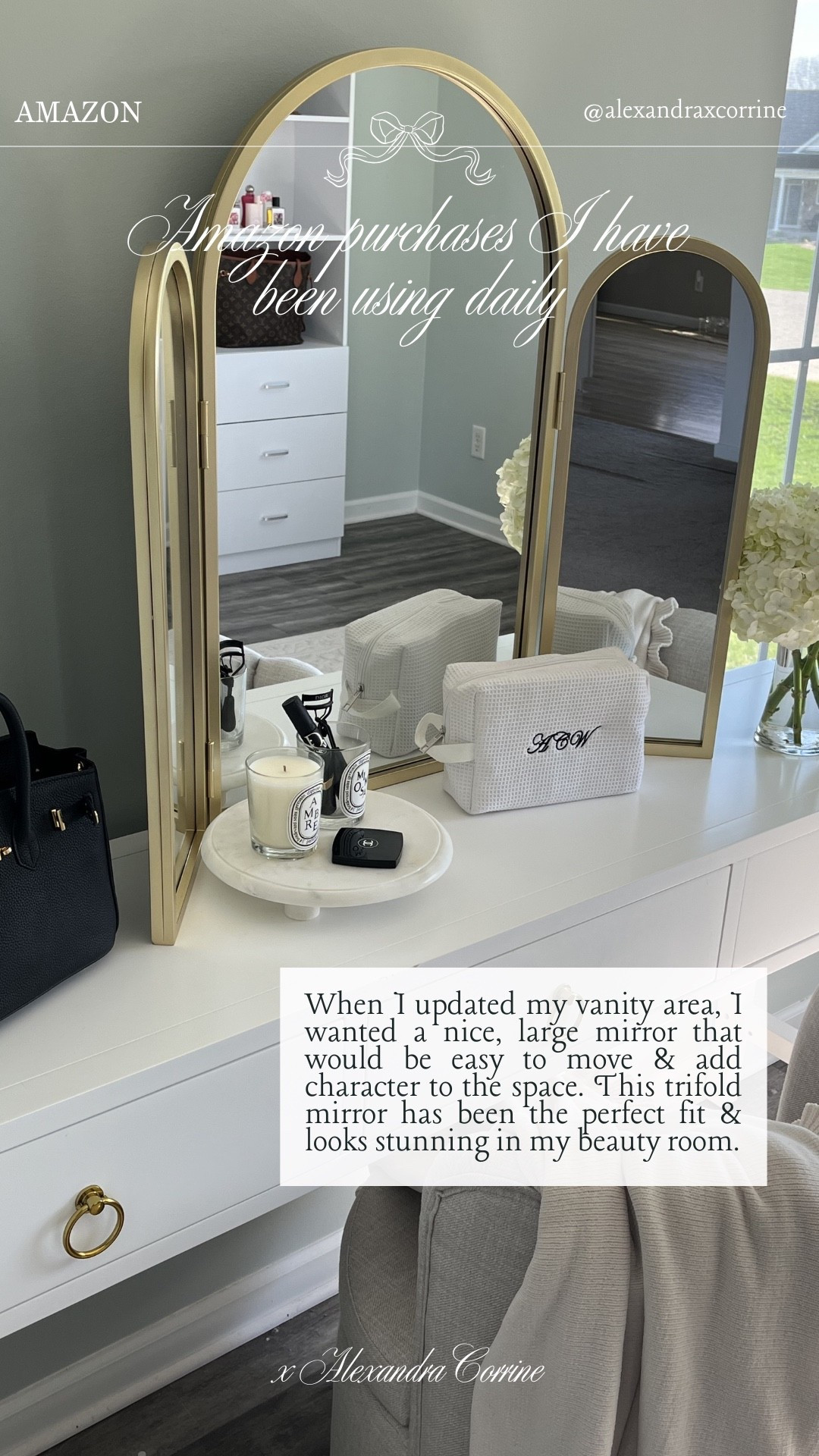 Amazon purchase I use daily & absolutely love 🤍

Amazon finds, Amazon home, Amazon beauty, Amazon prime, makeup vanity, makeup mirror, trifold mirror, beauty room

#LTKHome