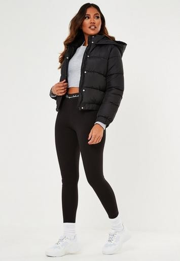 Missguided - Petite Black Hooded Puffer Jacket | Missguided (US & CA)