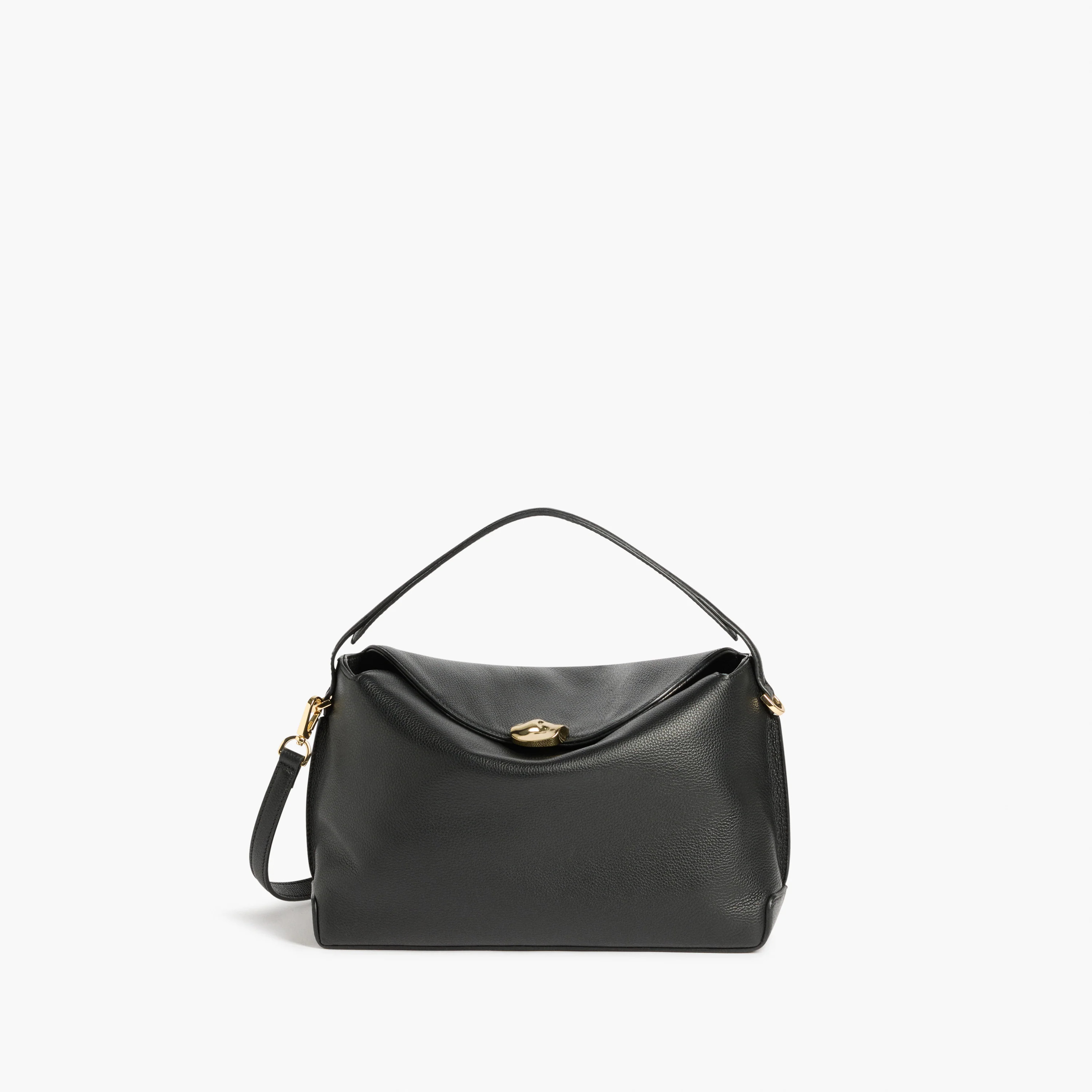 Hanna Grande Bag Grained Leather Black Bag | Flattered