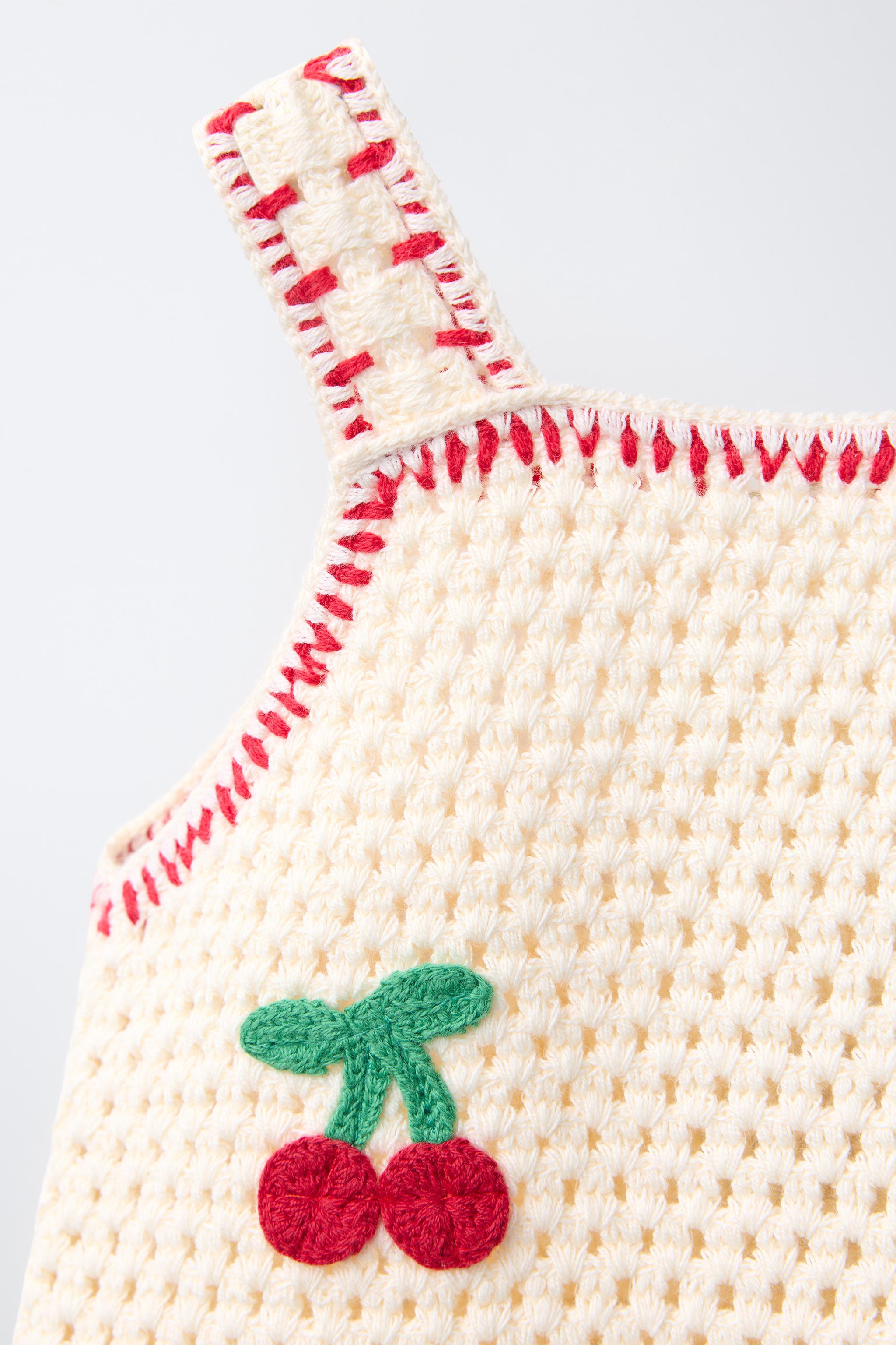 KNIT CROCHET DRESS WITH CHERRIES | Zara UK