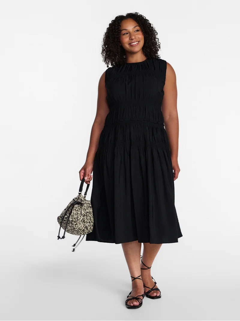 Time and Tru Women's Sleeveless Smocked Midi Dress, Sizes XS-XXXL | Walmart (US)