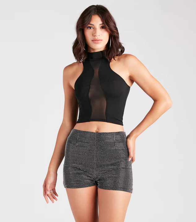 Trendy Silhouette Sheer Mesh Crop Top | Windsor Stores