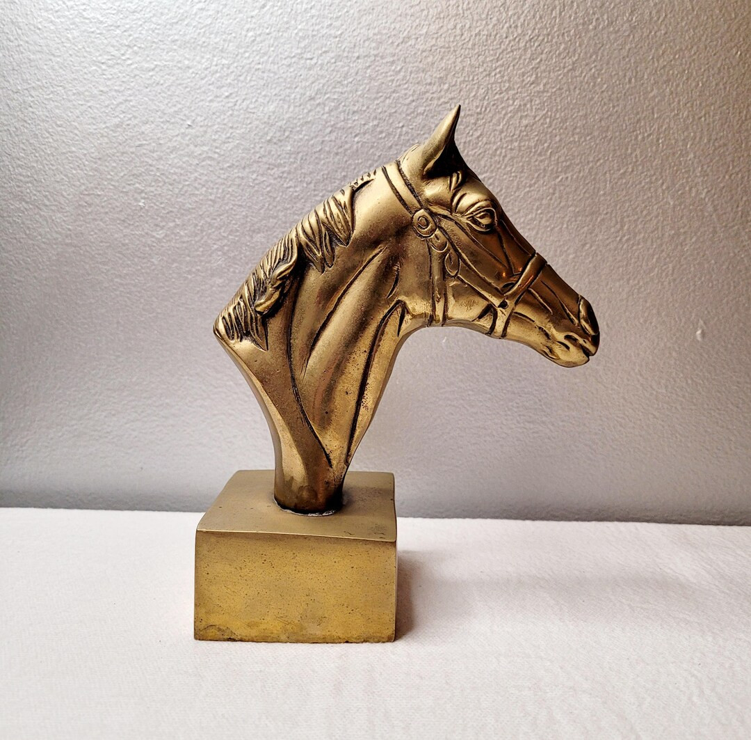 Brass Horse Head Statue Bookend Door Stop Paperweight Equestrian Themed Home Decor - Etsy | Etsy (US)