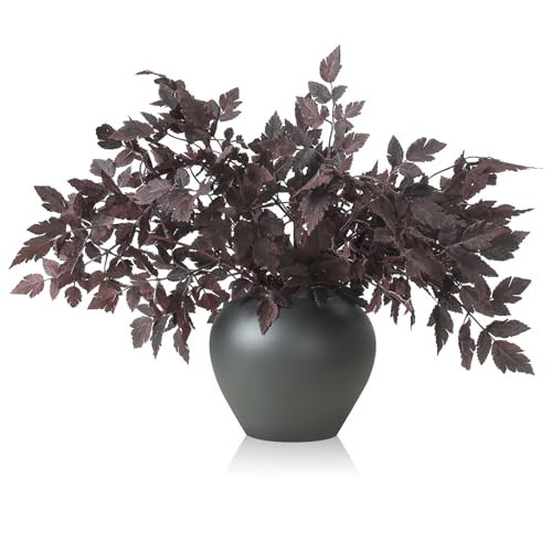 Lyrow 6 Pack Artificial Cimicifuga Plant Leaf Spray Faux Plum Cimicifuga Ramosa Leaf Branch Faux Fall Spray Silk Plants for Home Vase Wedding Garden Farmhouse Table Mantel Decor (18 Inches) | Amazon (US)