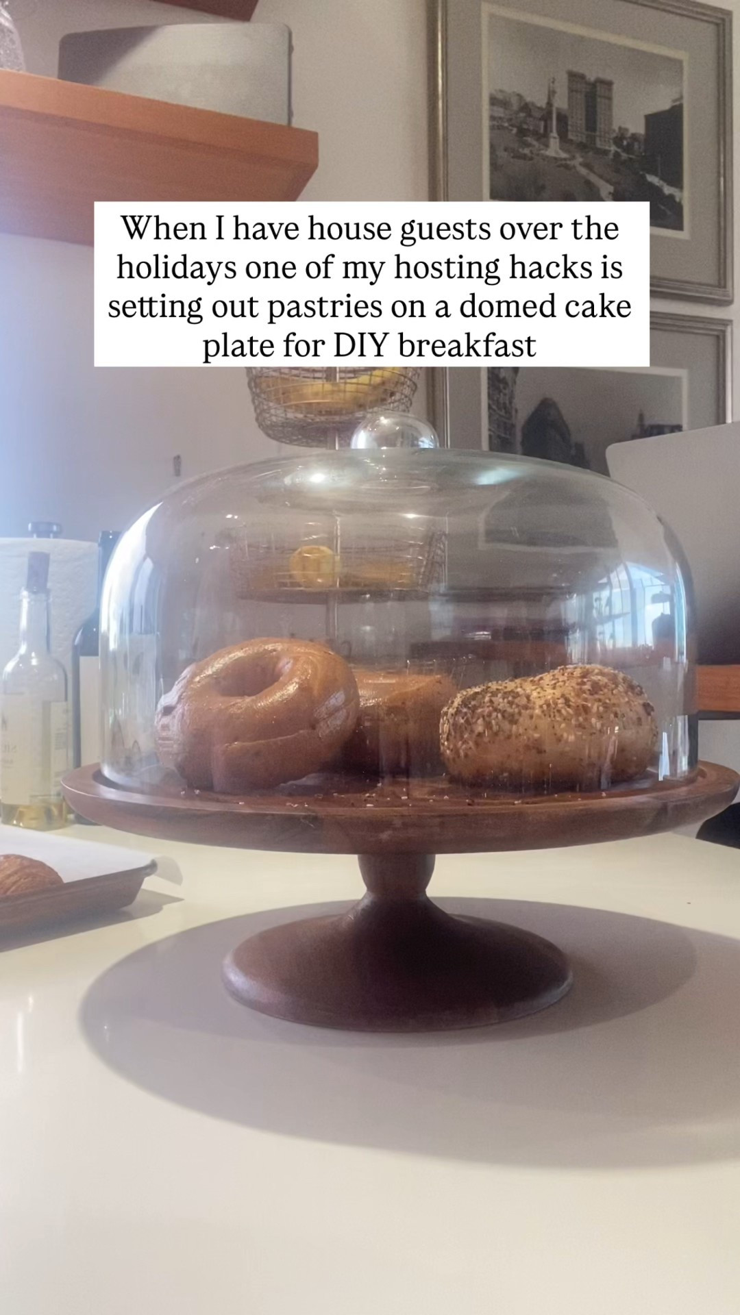Want major style and hospitality points from your house guests while making life easy for yourself? Grab this elegant domed cake pedestal and stack it with breakfasty baked goods.
DIY breakfast is a must for me around the holidays when I’m so busy in the kitchen, so I love this solution!!

#LTKmorningroutine #LTKHome #LTKHoliday