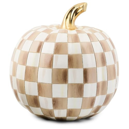 MACKENZIE-CHILDS Resin Pumpkin, Medium, Brown-and-White Mocha Check | Amazon (US)