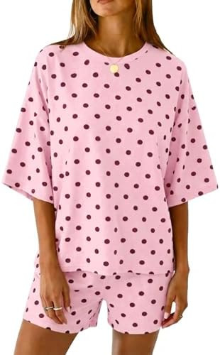 Tankaneo Womens Pajama Sets 3/4 Sleeve Oversized Tops & Loose Fit Shorts Lounge Set with Pockets ... | Amazon (US)