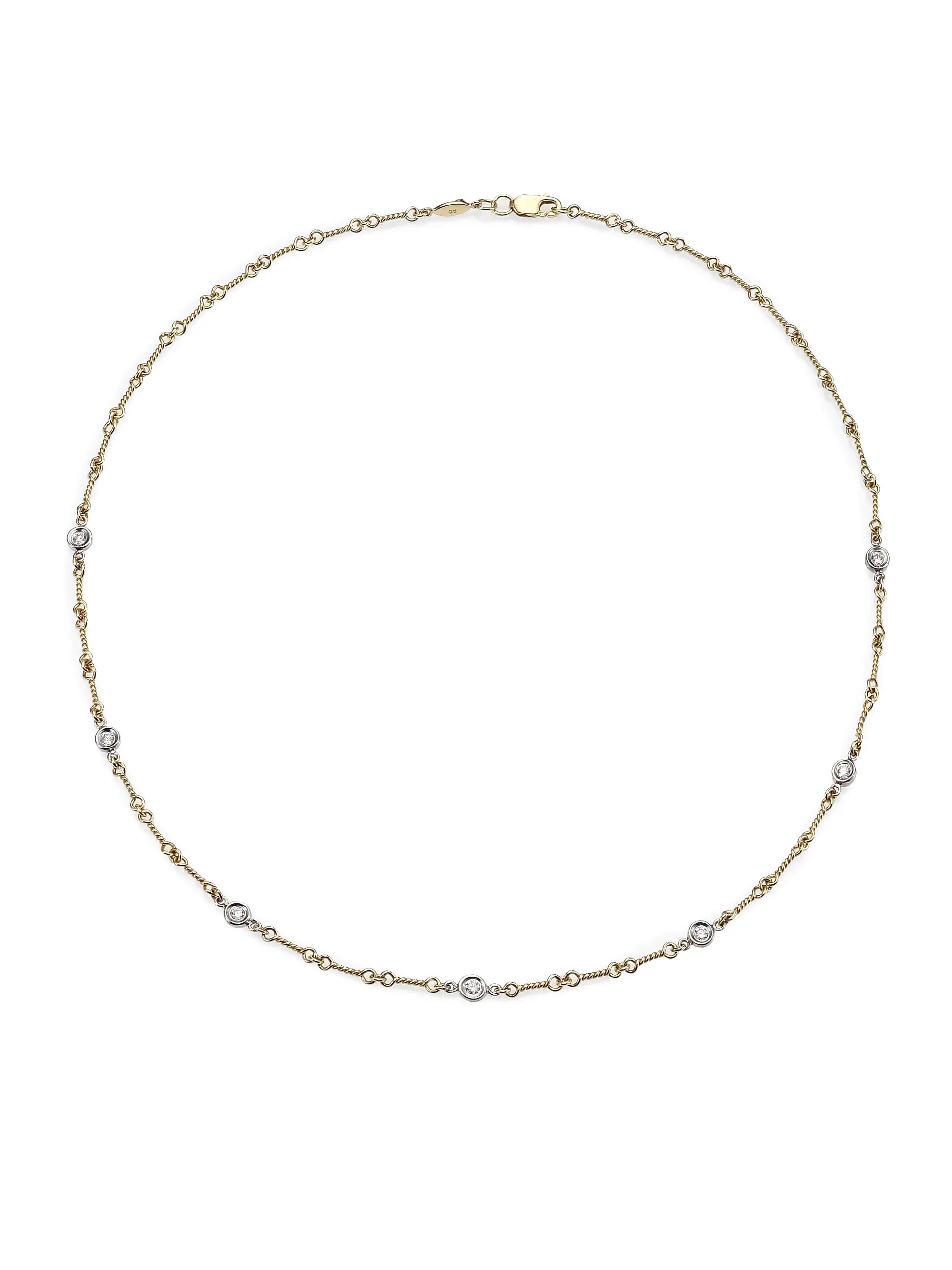 Diamond By The Inch 18K Two-Tone Gold & Diamond 7-Station Necklace/16" | Saks Fifth Avenue