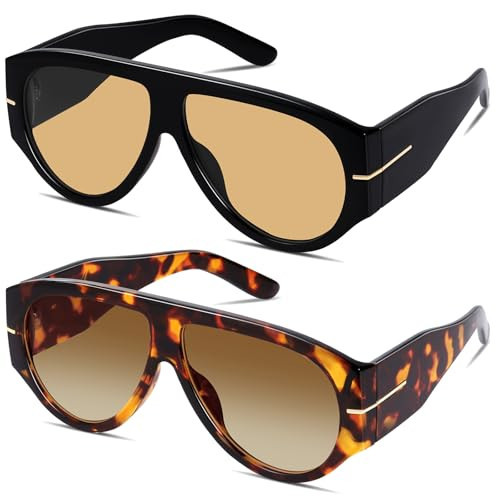 GRFISIA Oversized Retro Aviator Sunglasses for Women Men 70s Thick Frame Trend Vintage Style Shades UV Protection | Amazon (US)