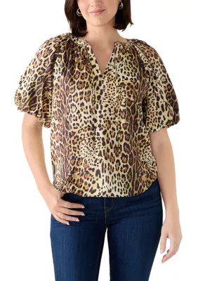 Women's Puff Sleeve Split Neck Peasant Blouse | Belk