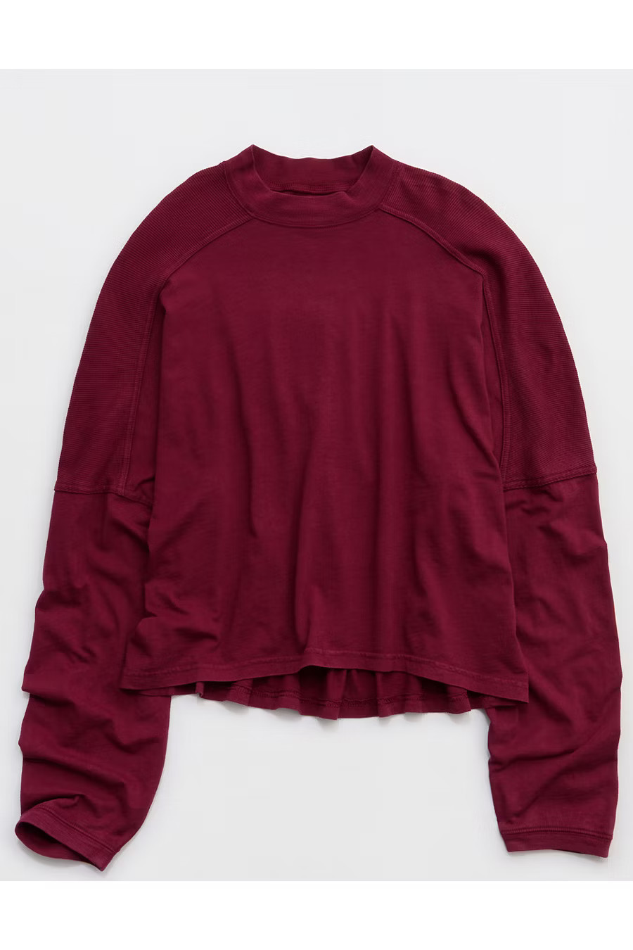 Aerie Cozy Mock-Neck T-Shirt Women's Deep Cherry S | American Eagle Outfitters (US & CA)
