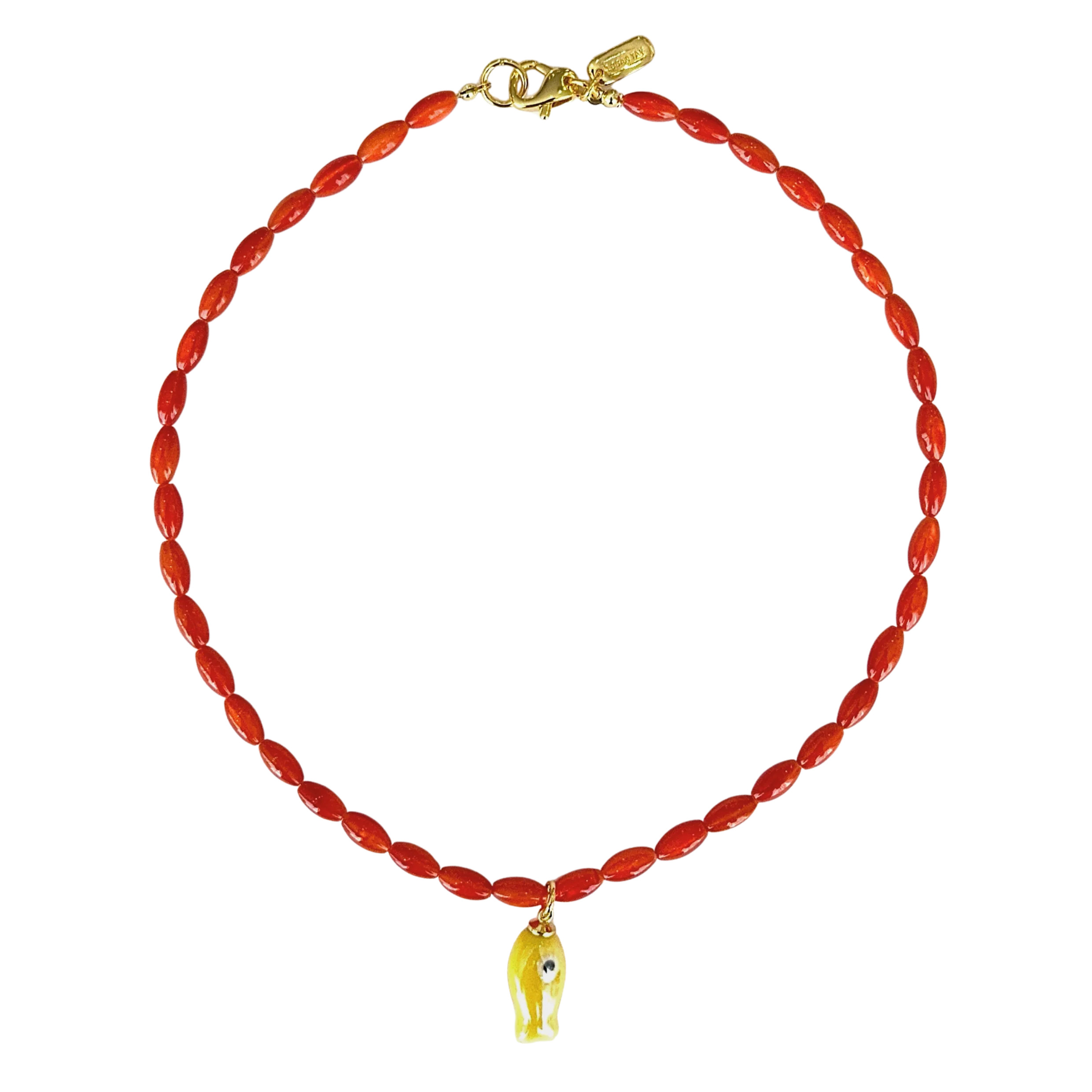 Orange Beaded Fish Necklace | Logan Tay