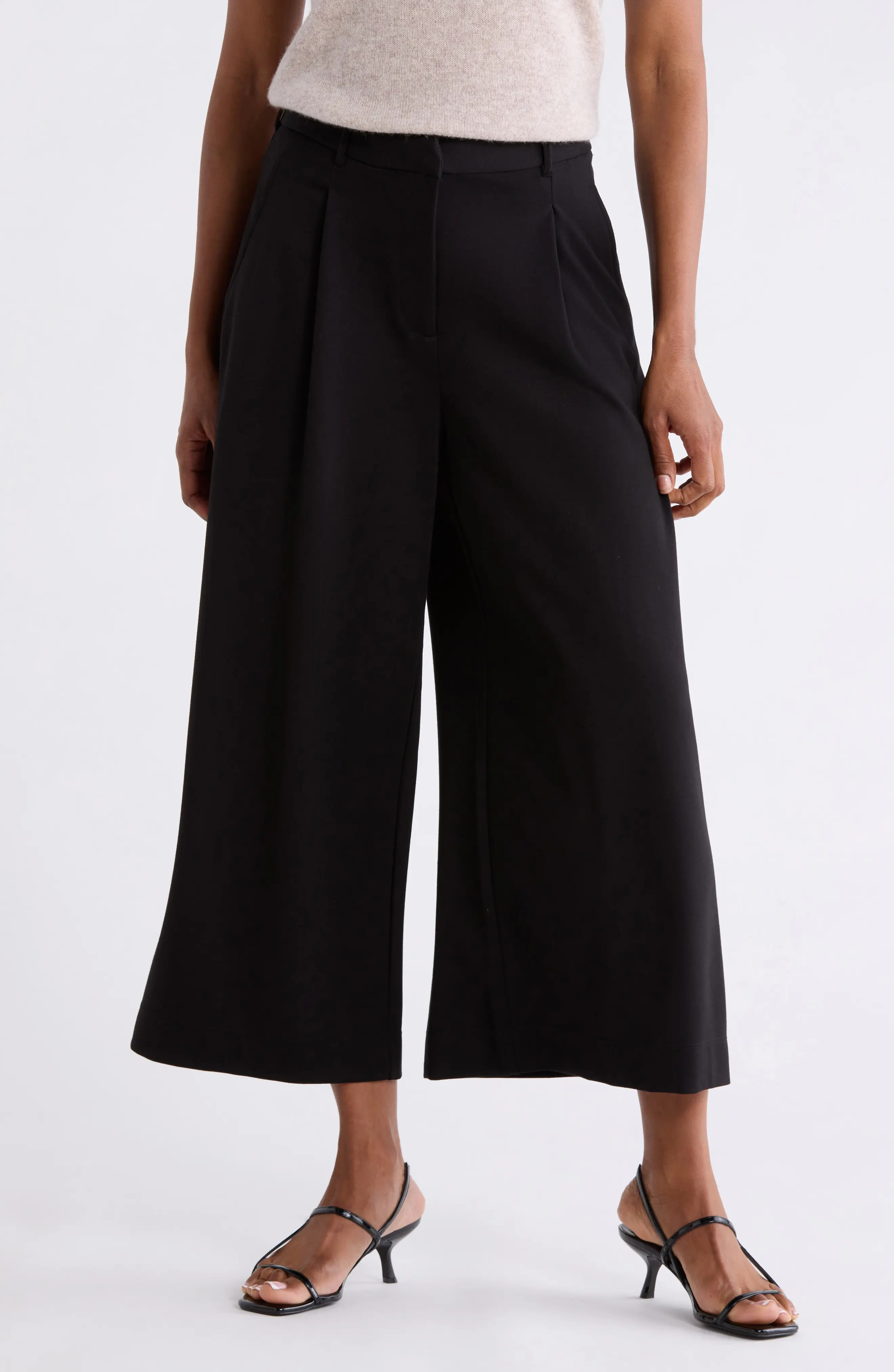 MAX STUDIO Ponte Wide Leg Culottes in Black at Nordstrom Rack, Size Large | Nordstrom Rack