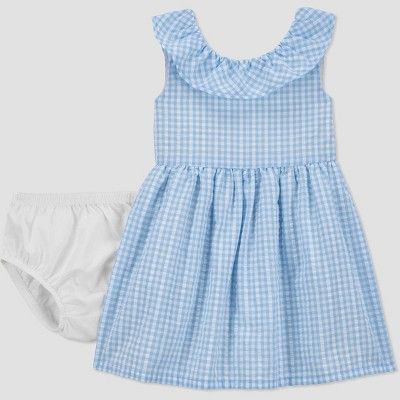 Carter's Just One You® Baby Girls' Gingham Ruffle Dress - Blue | Target