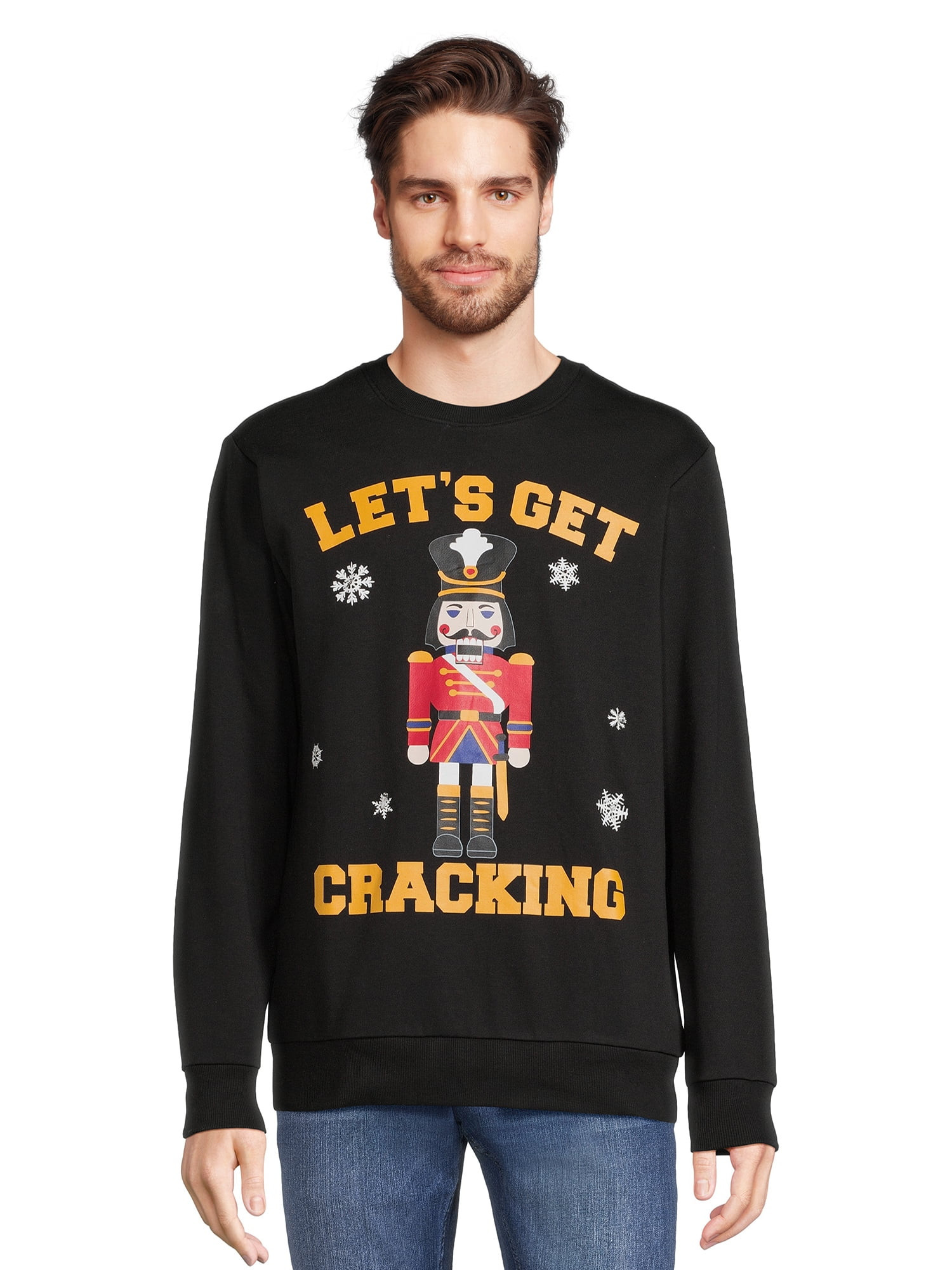 Holiday Time Men's Get Cracking Crewneck Fleece Sweatshirt, Sizes S-3XL | Walmart (US)