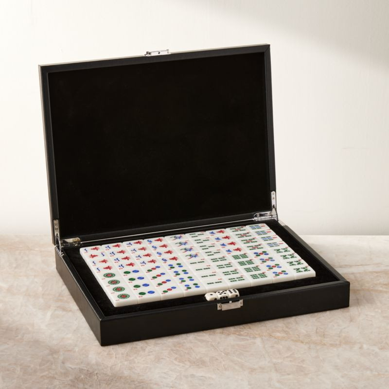 Black Faux Leather Mahjong Game Set | CB2 | CB2