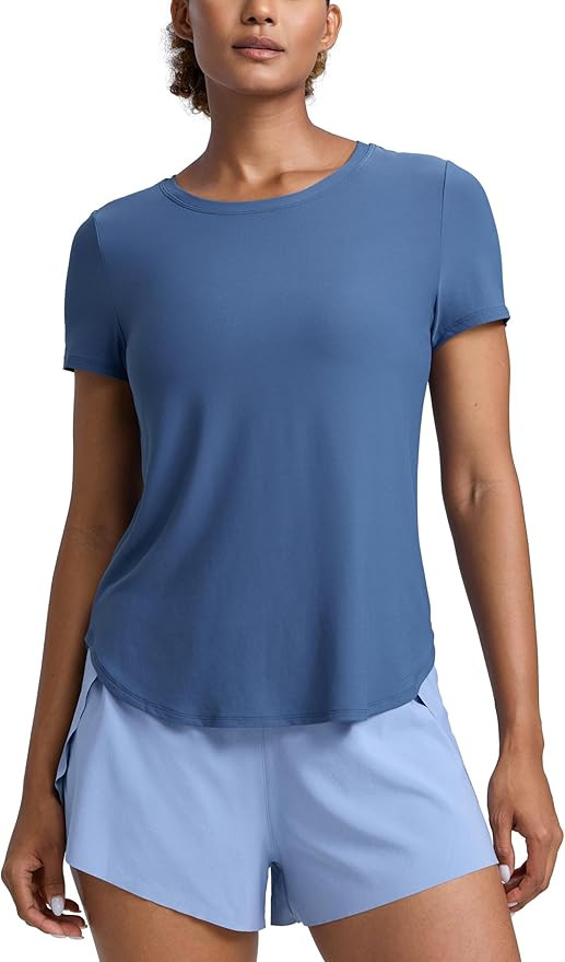 CRZ YOGA Cloudweight Workout Tops for Women Lightweight Athletic Short Sleeve Shirts Gym Running ... | Amazon (US)