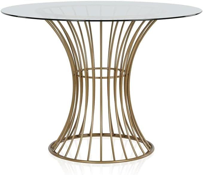 COSMOLiving by COSMOPOLITAN Westwood Modern Clear Tempered Glass Round Top Dining Table with Hour... | Amazon (US)