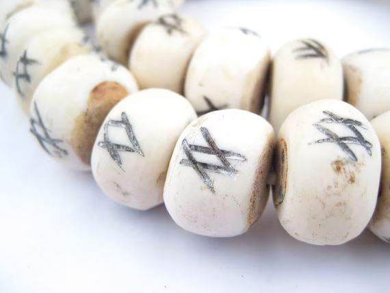 40 Tic-Tac-Toe Carved Bone Beads - Bone Carving Beads - Kenyan Bone Beads - Tribal Bone Beads - Fair | Etsy (US)