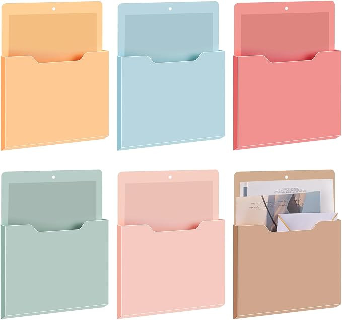 6 Pcs Magnetic Wall File Organizer Magnetic Wall File Holder Refrigerator Magazine Holder for Mai... | Amazon (US)