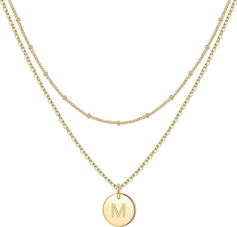 IEFWELL Double Side Layered Necklace for Women Girl      
 Brass  

 No Gemstone | Amazon (US)