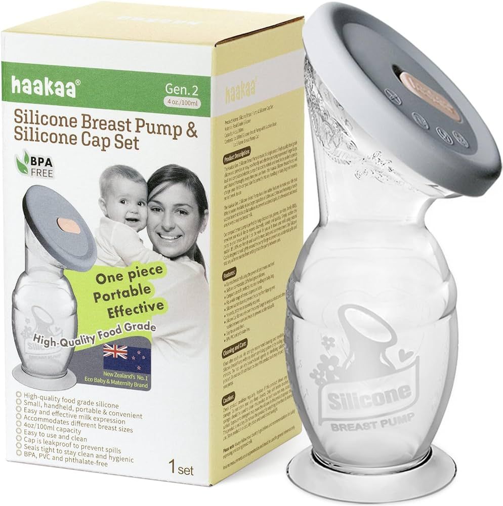 Haakaa Manual Breast Pump with Base 4 Fl Oz/100ml+Lid | Amazon (US)