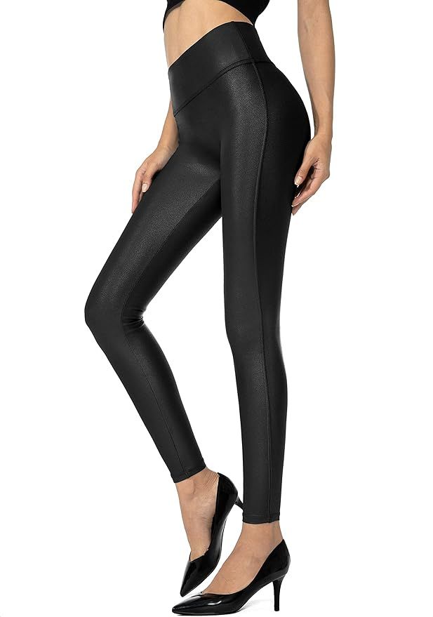 SANTINY Women's Faux Leather Leggings Pants Stretch High Waisted Tights for Women(Black_S) at Ama... | Amazon (US)