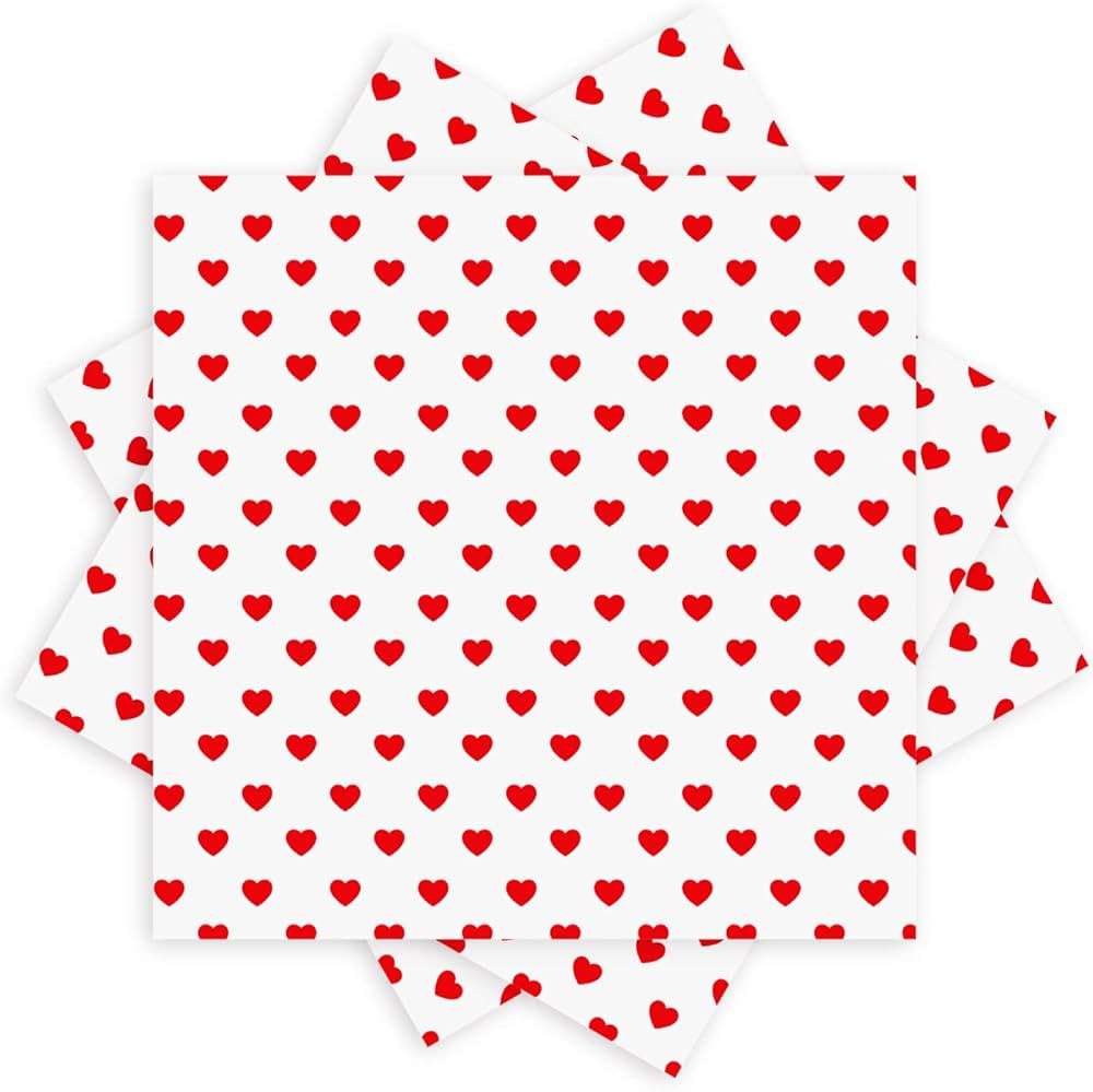 Quera 60 Pack Valentine's Day Paper Napkins Red Heart 6.5 X 6.5 "Disposable Beverage Napkins Cock... | Amazon (US)