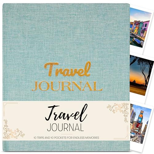 Travel Journal and Travelers Notebook to Record Trips & Memories. Travel Journal for Women, Men. Travel Gifts for Adventurous Souls with 10 Keepsake Pockets. Size 9.70 x 8.0 in | Amazon (US)