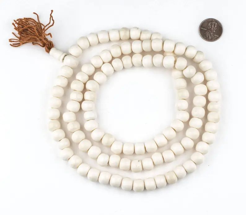 108 White Bone Mala Beads: Mala Necklace Yoga Meditation Nepalese Beads 10mm Mala Beads Boho Bone... | Etsy (US)