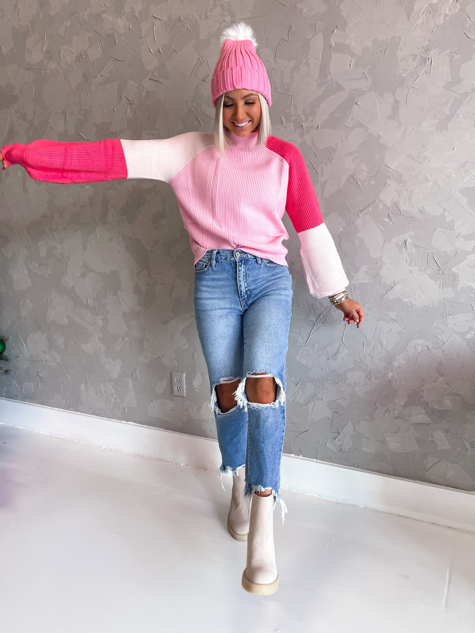 Code TANNER for 20% off my sweater, jeans, and beanie! Wearing a small in the sweater and 26 in the jeans #momjean #sweater #pinklily 

#LTKSeasonal #LTKunder50 #LTKHoliday