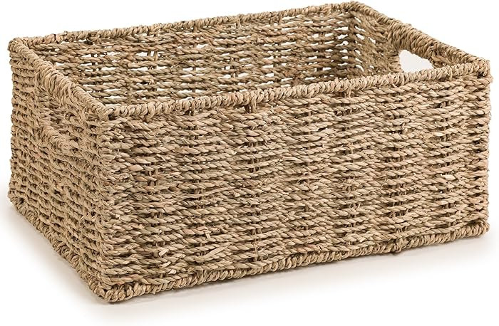 Woodluv Storage Baskets for Shelves, Woven Seagrass Hamper Gift Basket Bathroom, Bedroom, Storage... | Amazon (UK)