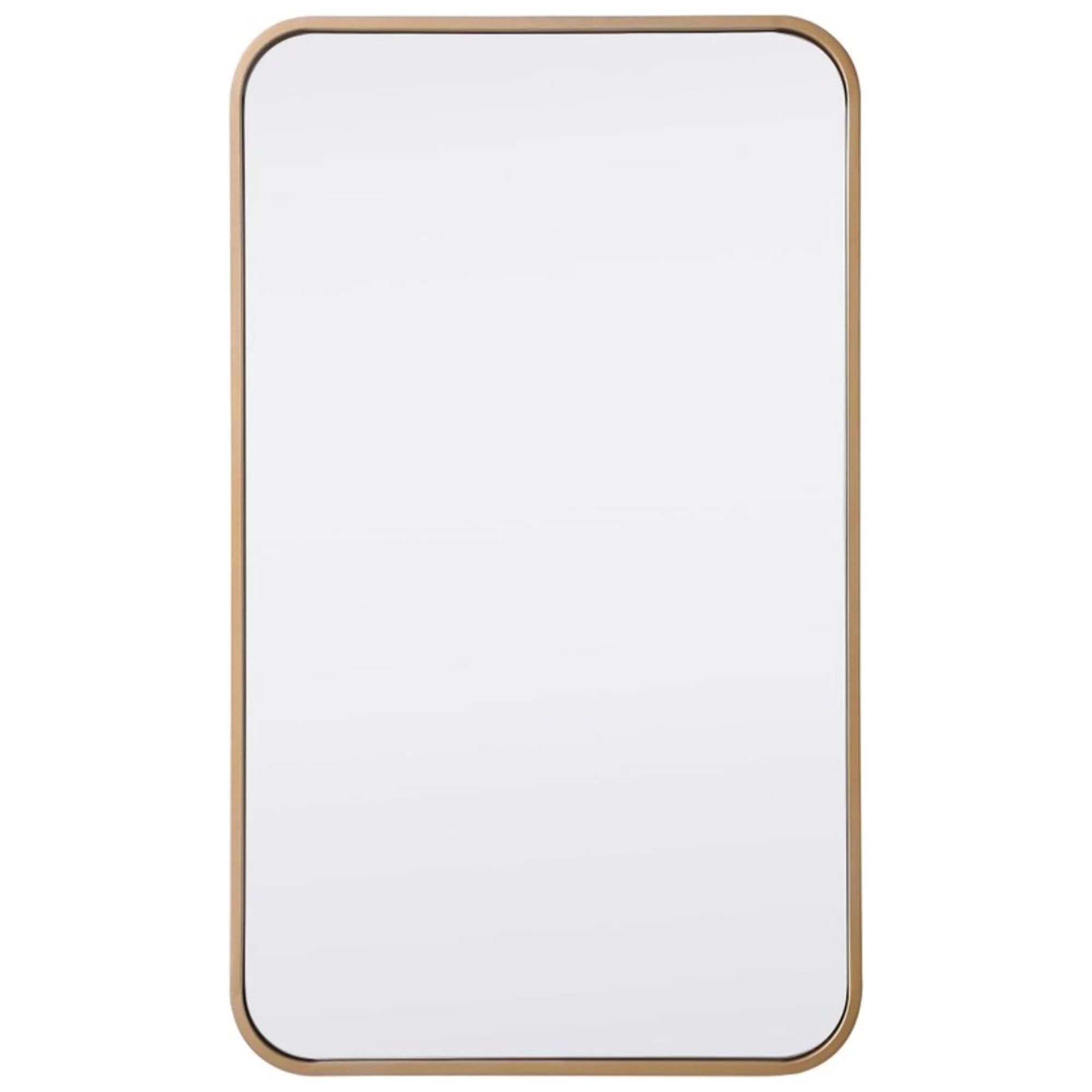 Soft corner metal rectangular mirror 18x30 inch in Brass | Walmart (US)