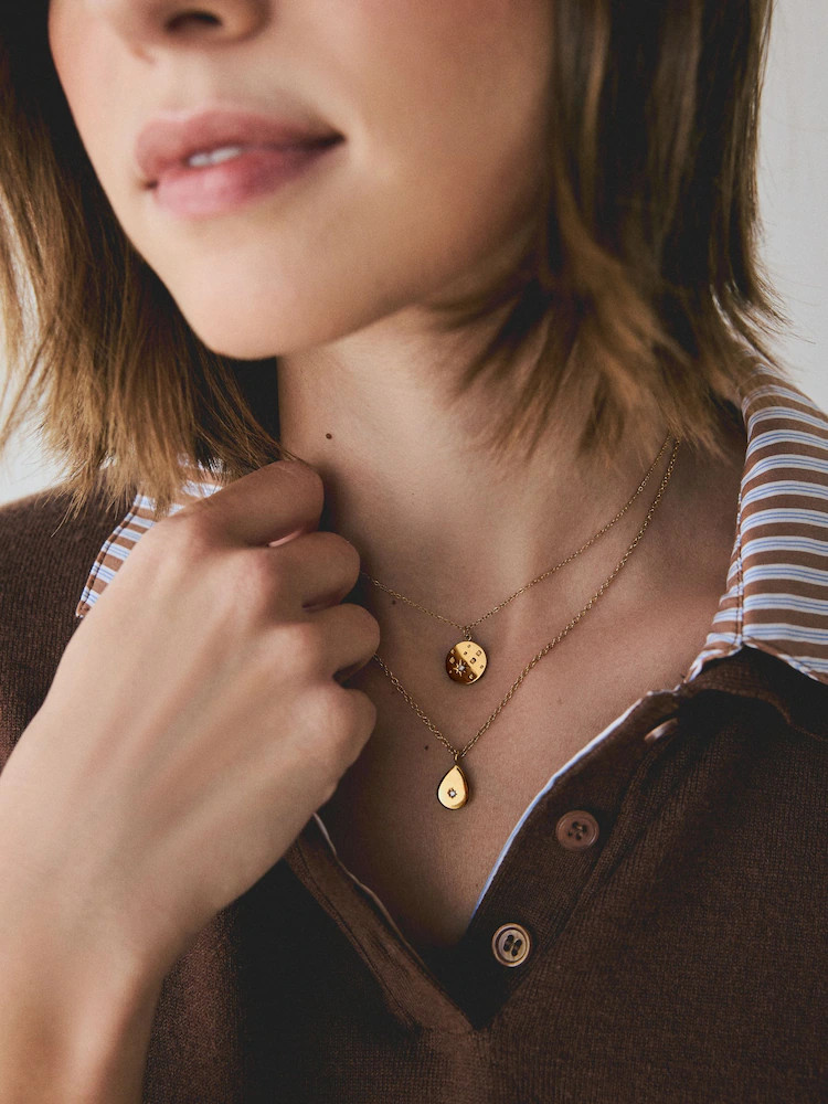 Buy Gold Tone Waterproof Stainless Steel Celestial Layered Necklace from Next Ireland | Next EU