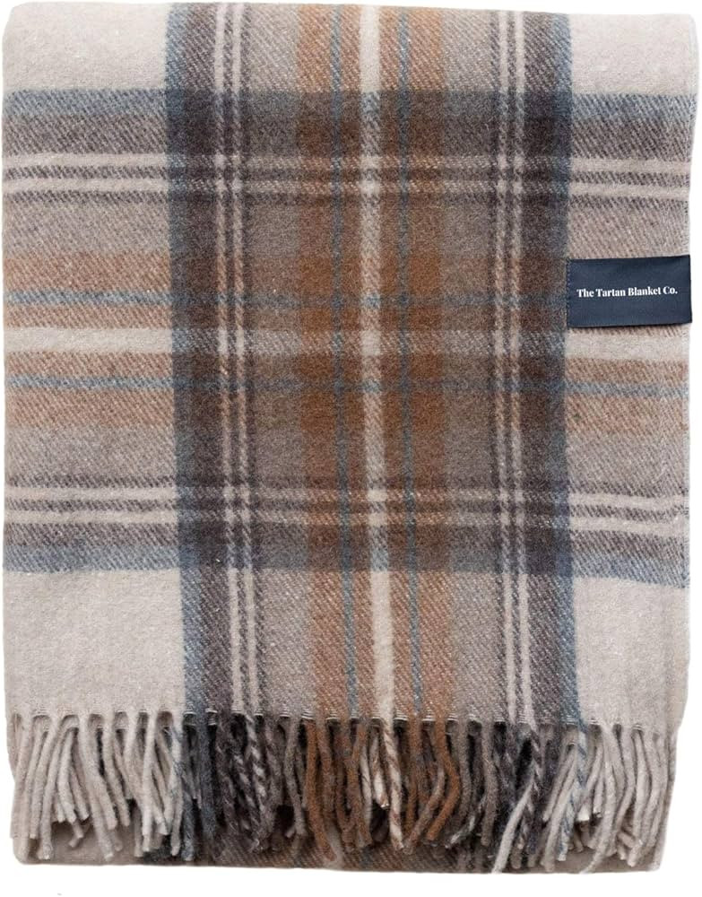 The Tartan Blanket Co. Recycled Wool Knee Blanket Stewart Natural Dress Tartan 28" x 65" | Amazon (US)