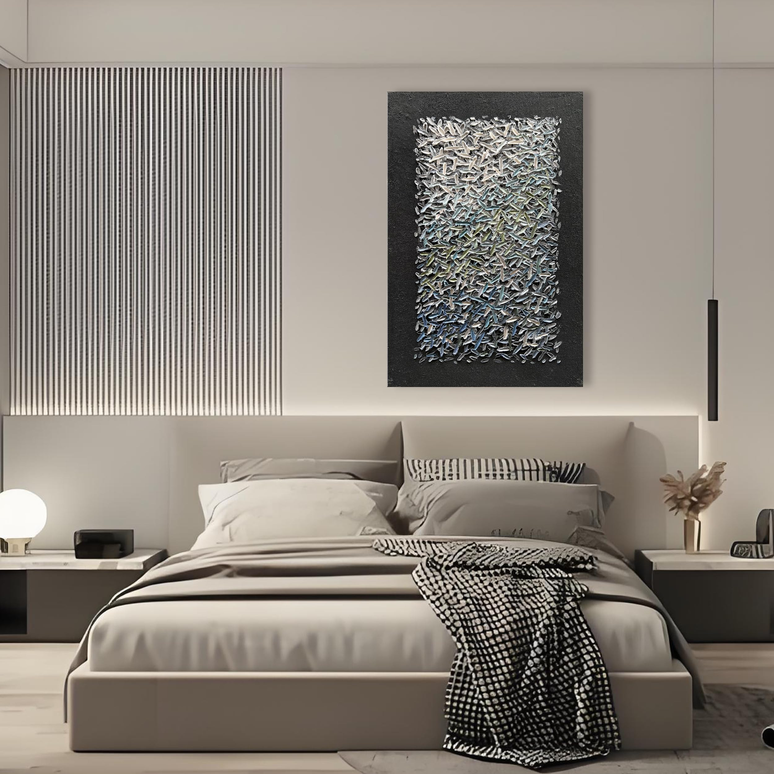 Art Hand Painted Black Minimalist Art Oil Painting Modern Abstract Art Oil Painting Home Office C... | Amazon (US)