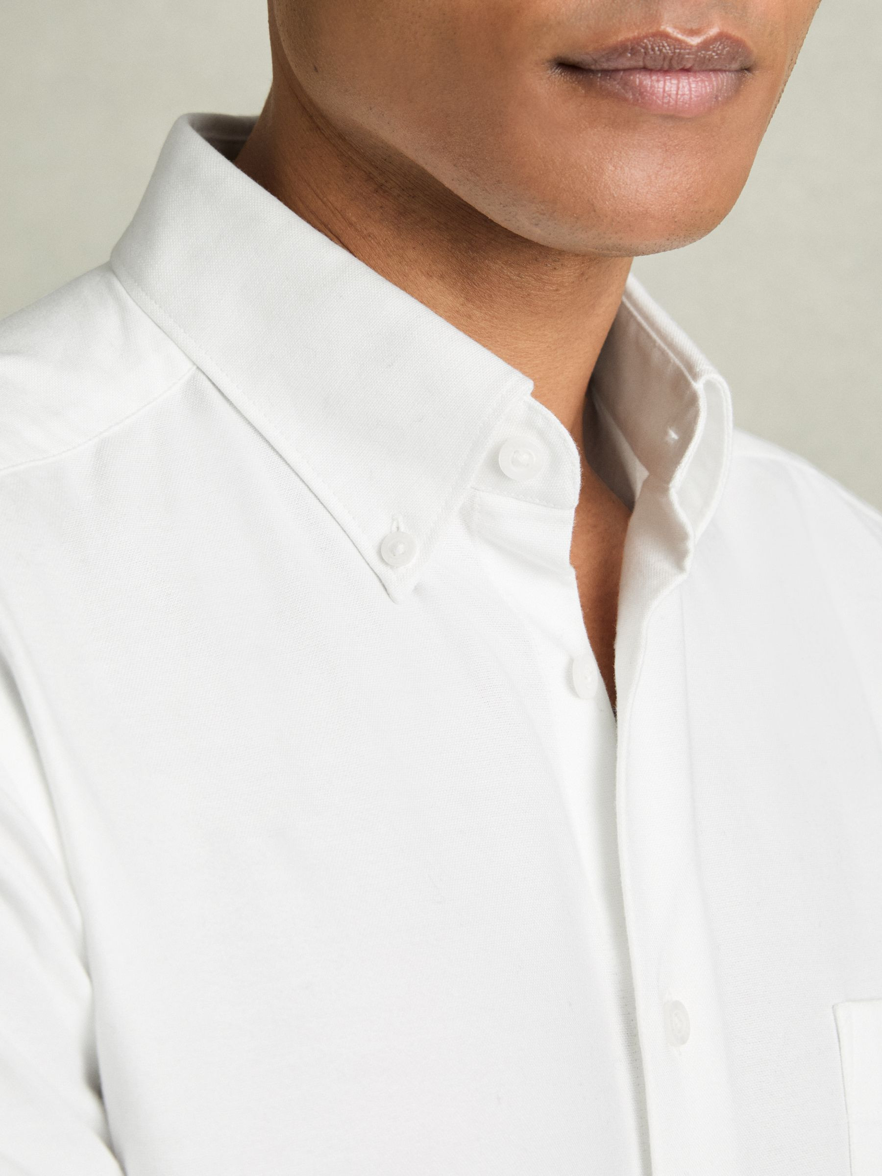 Soft Wash Button Down Oxford Shirt in White | Reiss US