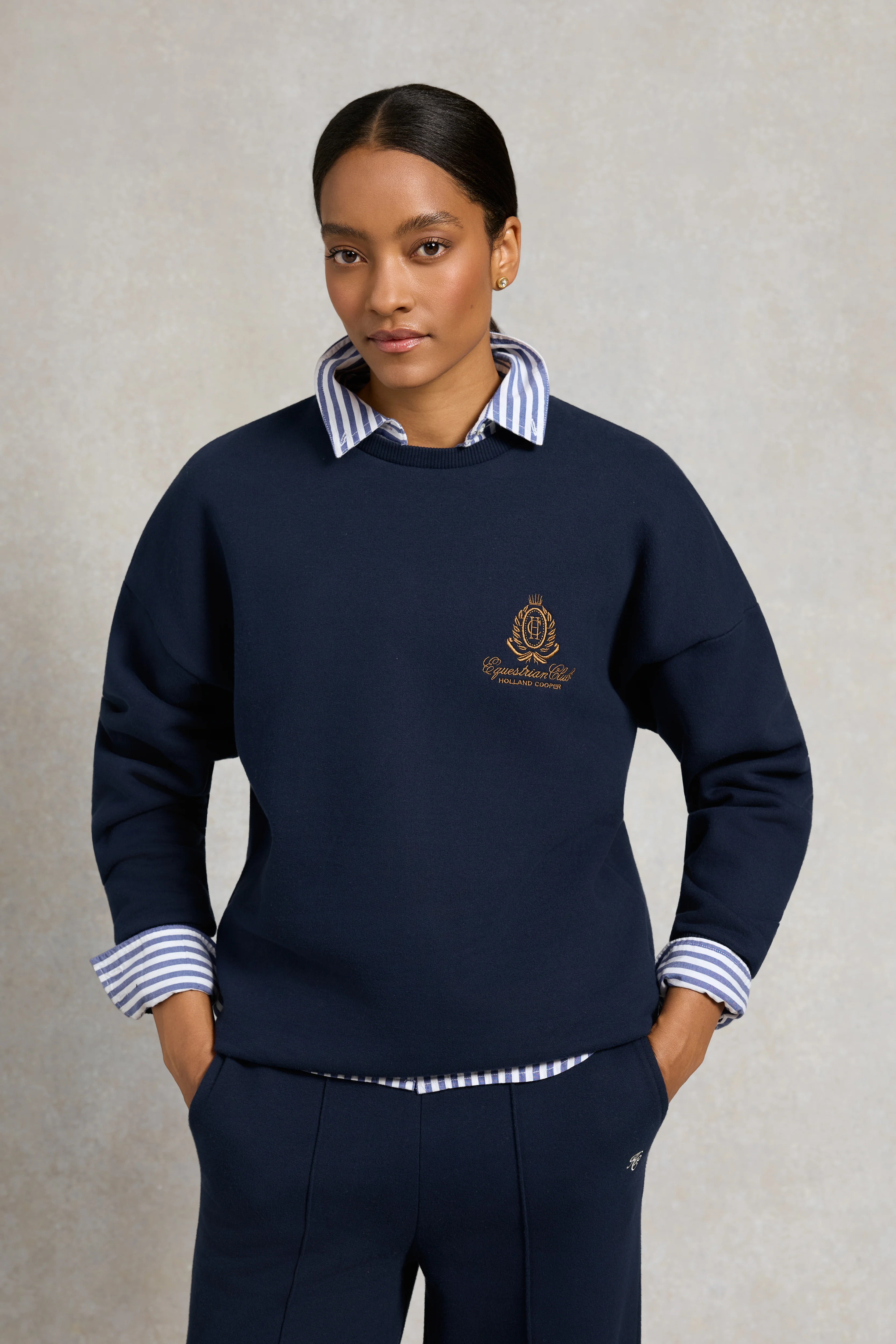 Relaxed Fit Crew Neck Sweat (Ink Navy) | Holland Cooper