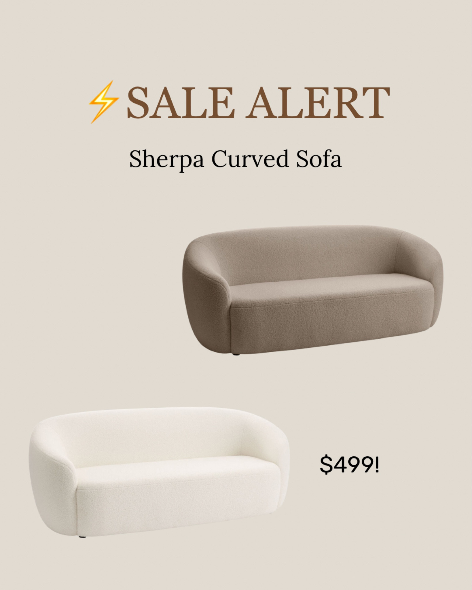 Sherpa curved sofa for only $499!

#LTKHome