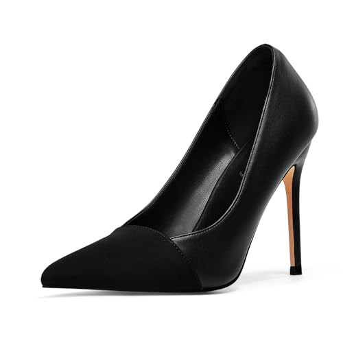 Elisabet Tang Elegant Women's Pumps Two-Tone 4 inch High Heel Pointed Toe Slip on Stiletto Shoes for Office Party Wedding Evening Wear | Amazon (US)