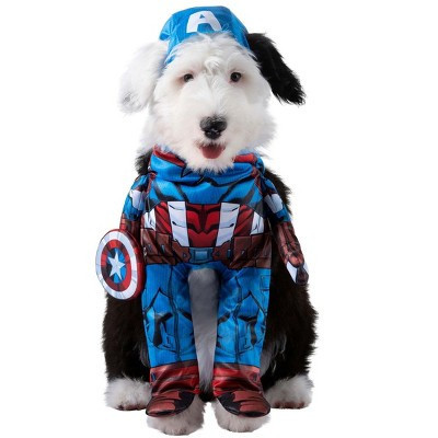 HalloweenCostumes.com Large   Captain America Superhero Pet Costume, White/Brown/Blue | Target