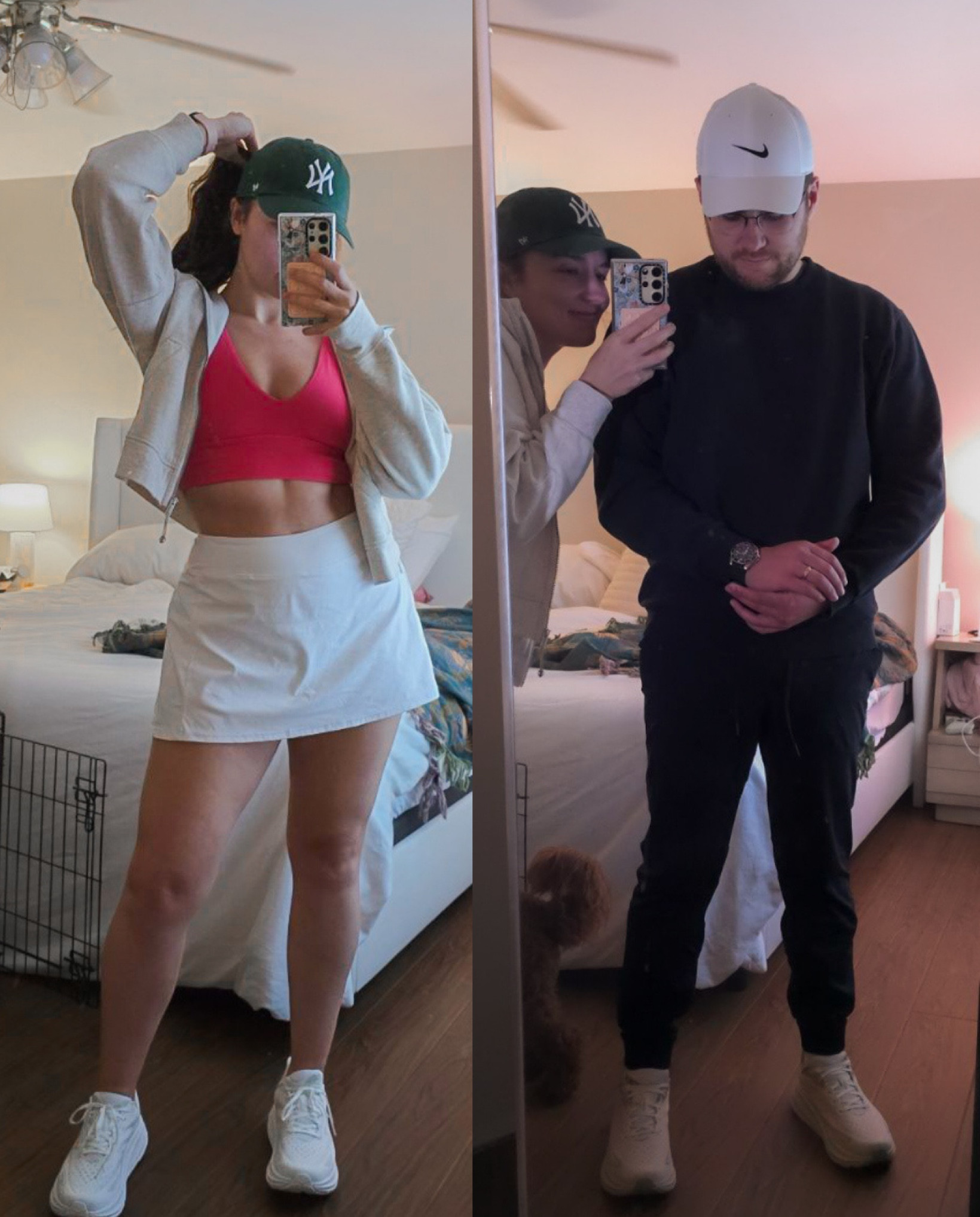 Couples pickleball outfits 

allison sizes
bra: 10
skirt: L
jacket: L

derrick sizes
crewneck: L
joggers: L

#LTKMidsize #LTKActive #LTKMens