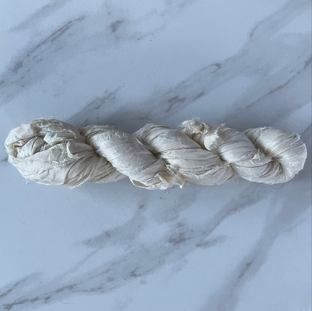 Sari Silk Ribbon IVORY 50 Meters/raw Edge Ribbon /artisan - Etsy | Etsy (US)