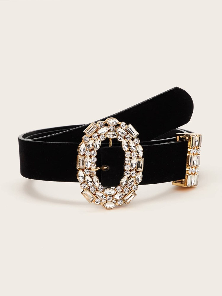 Rhinestone Decor Oval Buckle Belt | SHEIN